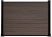 A 1.2m High Bambura Composite Fencing System in Wood Grain Walnut with Black Posts