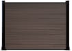 A 1.5m High Bambura Composite Fencing System in Wood Grain Walnut with Black Posts