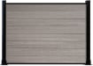 A 1.2m High Bambura Composite Fencing System in Wood Grain Antique Finish with Black Posts