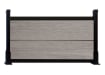 A 0.3m High Bambura Composite Fencing System in Wood Grain Antique Finish with Black Posts