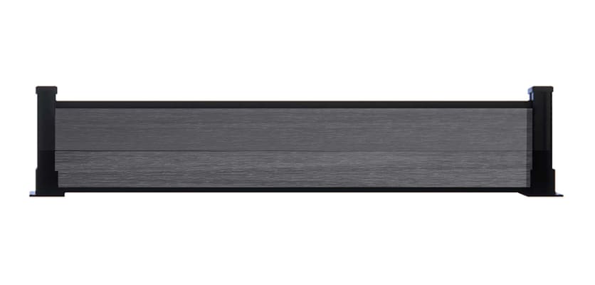 A 0.3m High Bambura Composite Fencing System in Wood Grain Anthracite Grey with Black Posts