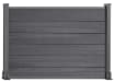 A 0.9m High Bambura Composite Fencing System in Wood Grain Anthracite Grey with Silver Posts
