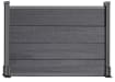A 0.6m High Bambura Composite Fencing System in Wood Grain Anthracite Grey with Silver Posts
