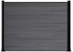 A 1.8m High Bambura Composite Fencing System in Wood Grain Anthracite Grey with Black Posts