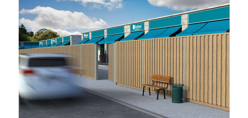 AcoustiGuard fencing outside warehouse 