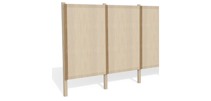 Vertical timber hoarding strips used on a timber hoarding fencing panel