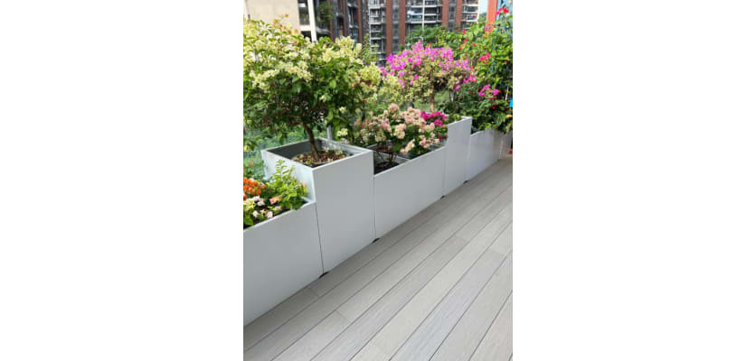 Grey decking on balcony  