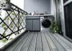 Grey composite deck boards installed on a balcony