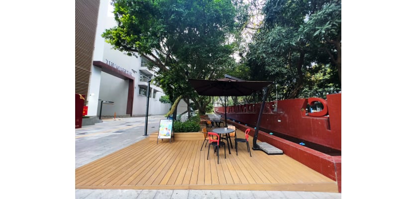 Teak composite decking boards installed on balcony 
