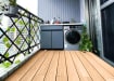 Teak composite decking boards installed on balcony 