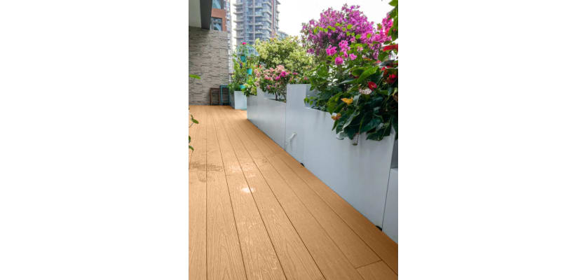 Bambura® Wood Plastic Composite Essential Deck Board - Teak installed on balcony 