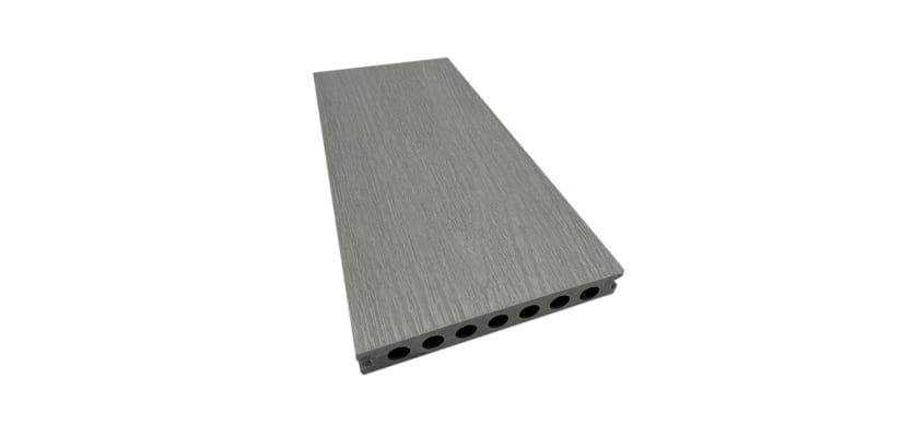 Bambura® wood plastic composite advanced deck board in a sleek grey color, showcasing a textured surface suitable for outdoor decking.