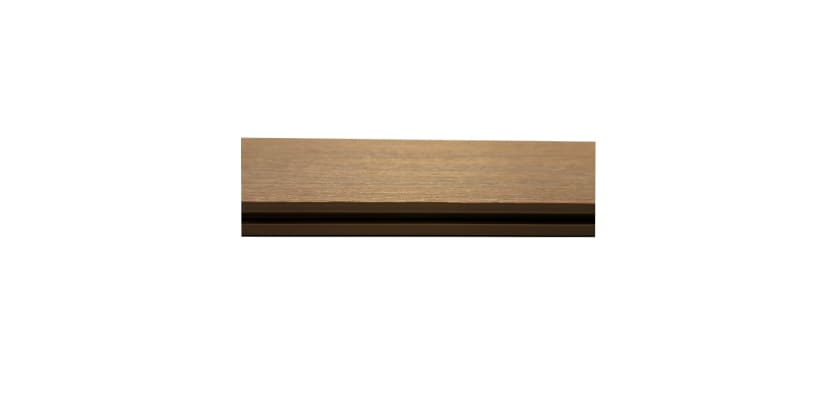Close up of Wood Plastic Composite Advanced Deck Board in teak finish 