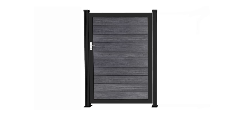 A Bambura Wood Plastic Composite Gate - Embossed Anthracite Grey Finish with Black Frame 