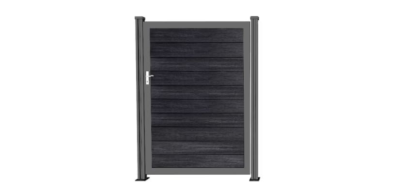 A Bambura Wood Plastic Composite Gate - Embossed Ebony Black Finish with Silver Frame 