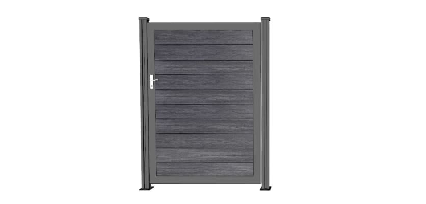 A Bambura Wood Plastic Composite Gate - Embossed Anthracite Grey Finish with Silver Frame 