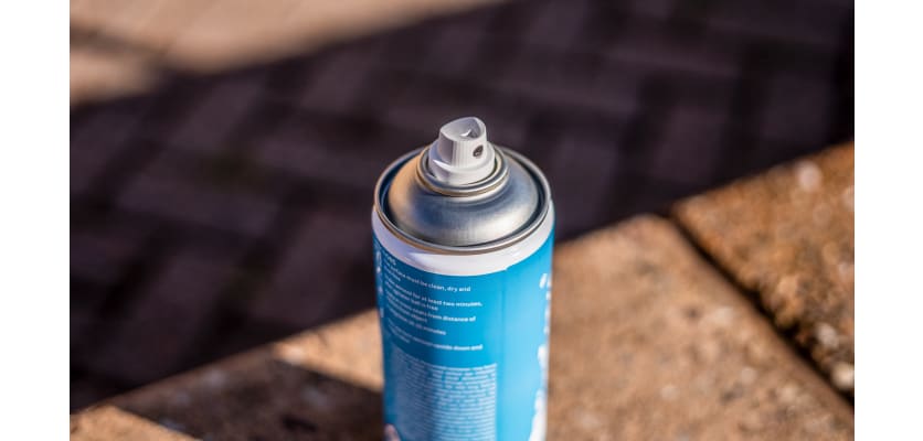 A close up of the nozzle for the touch up spray can 