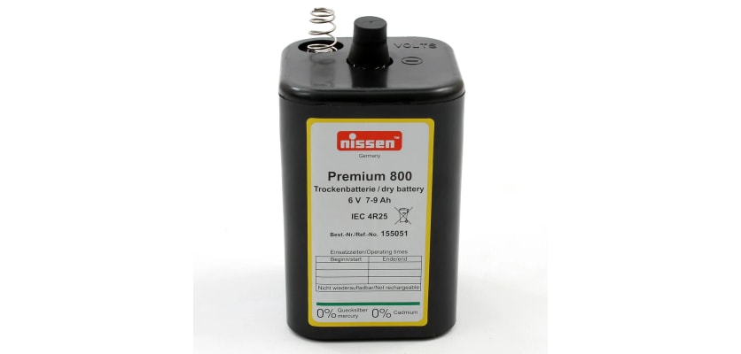 6V battery designed for powering traffic cone lights, featuring a durable casing and compact size for easy installation.