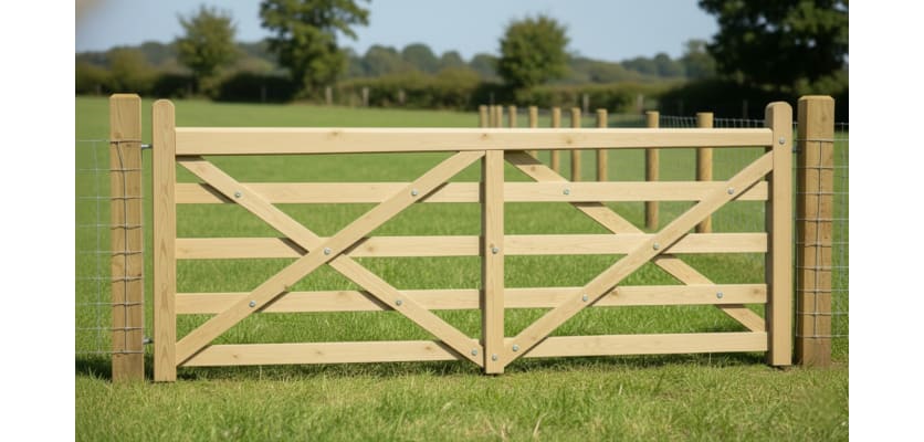 A 1.2m High PAR Softwood Timber Field Gate in a Field 