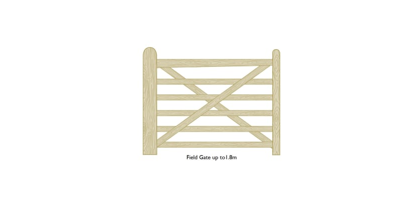 A render of the 1.2m High PAR Softwood Timber Field Gate - up to 1.8m wide