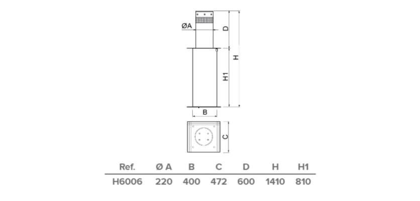 Benito H6006 Stainless Steel Automatic Telescopic Hydraulic Bollard Only diagram 