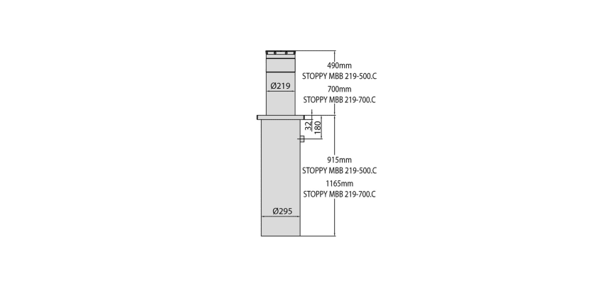 A Technical Drawing for the BFT Stoppy MBB 500 Automatic Security Bollard 