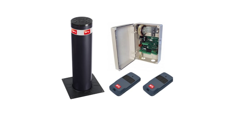 A Grey Ral 7015 BFT Stoppy B 700 Electric Automatic Security Bollard with Contol Unit and Fobs