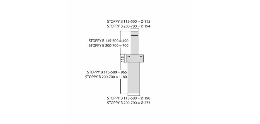 A Technical Drawing for a BFT Stoppy B 700 Automated Bollard 