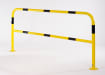 48mm diameter hooped barrier with black and yellow finish and horizontal rail