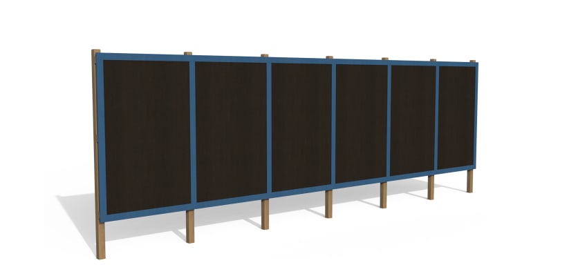 Black Timber Hording Panel and Blue Infills 