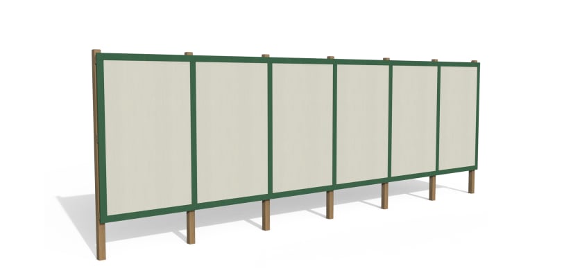 White Timber Hording Panel andGreen Infills 