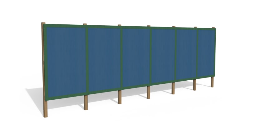 Blue Timber Hording Panel and Green Infills 