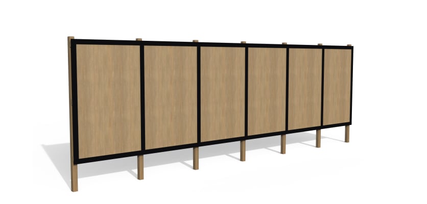 Unpainted Timber Hording Panel and Black Infills 