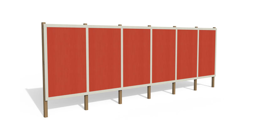 Red Timber Hording Panel and White Infills 