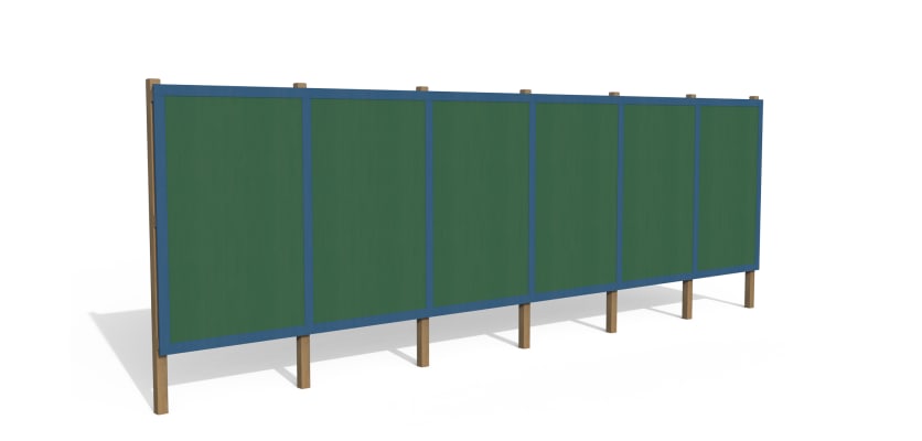 Green Timber Hording Panel and Blue Infills 