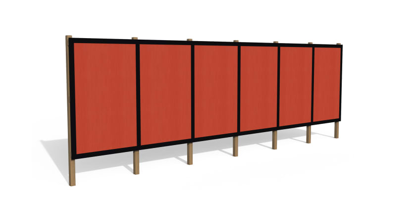 Red Timber Hording Panel and Black Infills 