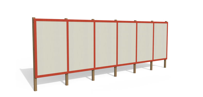 White Timber Hording Panel and Red Infills 