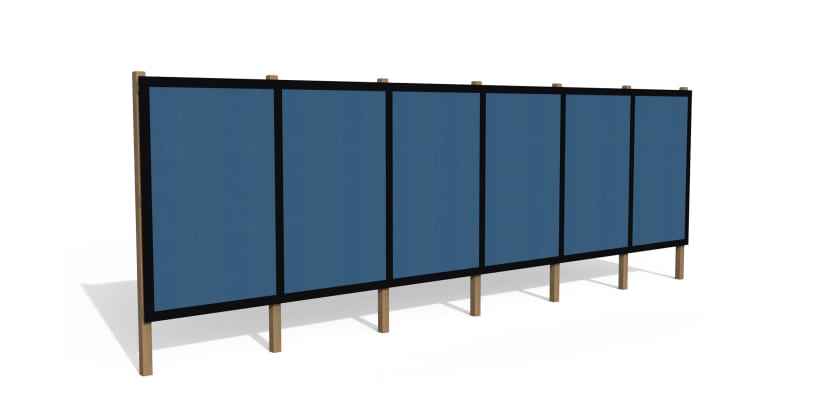 Blue Timber Hording Panel and Black Infills 