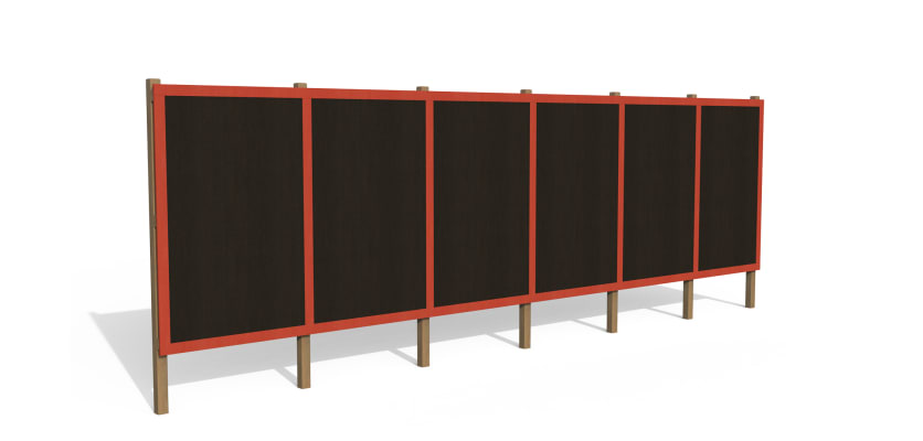 Black Timber Hording Panel and Red Infills 