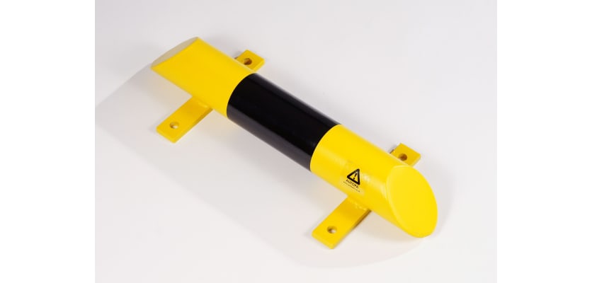 500mm Black & Yellow Low Level Protection Rail Galvanised Bolt Down