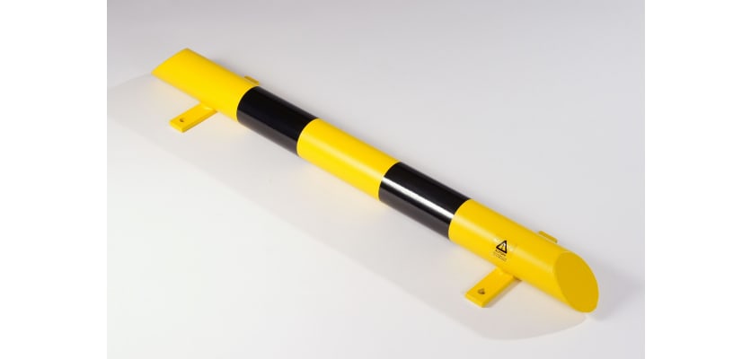 Black & Yellow Low Level Protection Rail Galvanised Bolt Down 2000mm