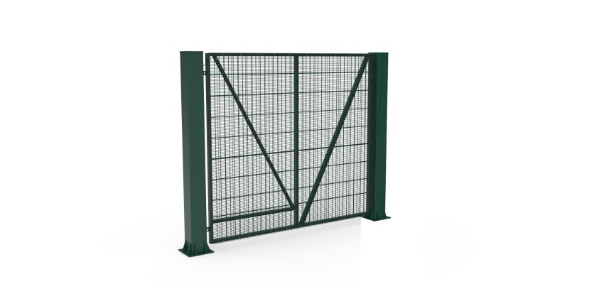 Green FFL 80D Prepped For Automation Double Leaf 358 Prison Mesh Swing Gate 