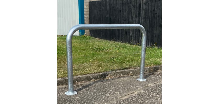 Hooped barrier installed on a public walkway