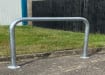 Hooped barrier installed on a public walkway