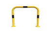 Black and yellow hooped barrier with bolt down plates