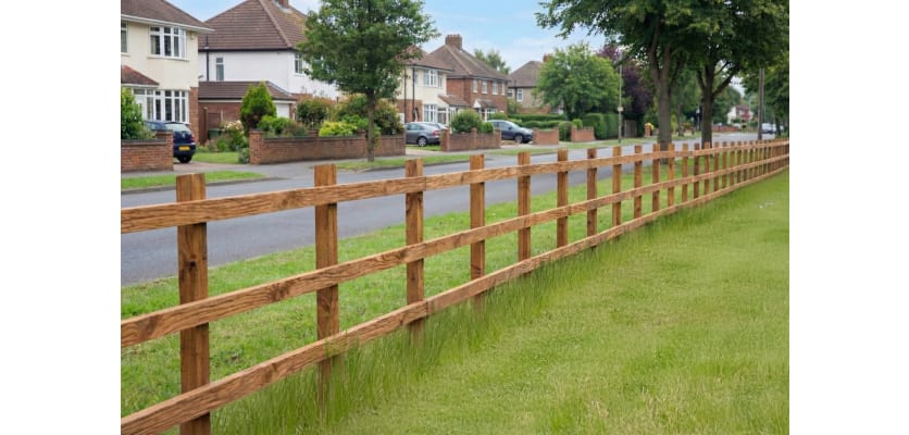 Highway post and rail installed alongside the road
