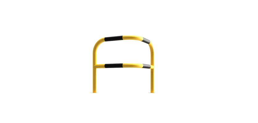 Black and yellow hooped corner barrier