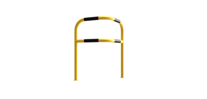 Black and yellow finish corner protection hooped barrier