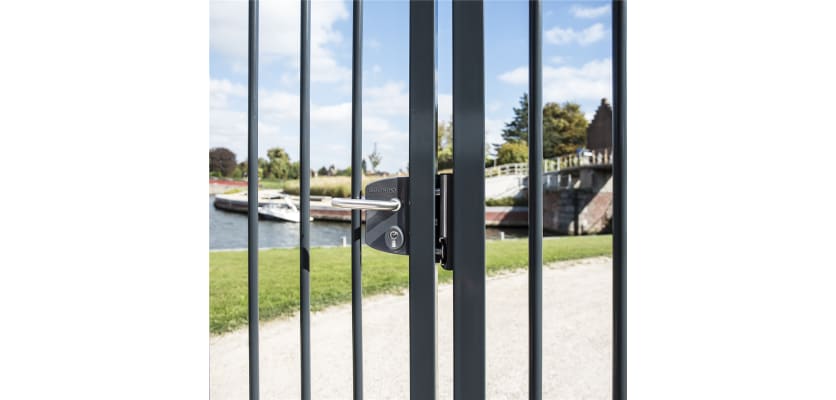 Locinox Surface Mounted Gate Lock installed on gate