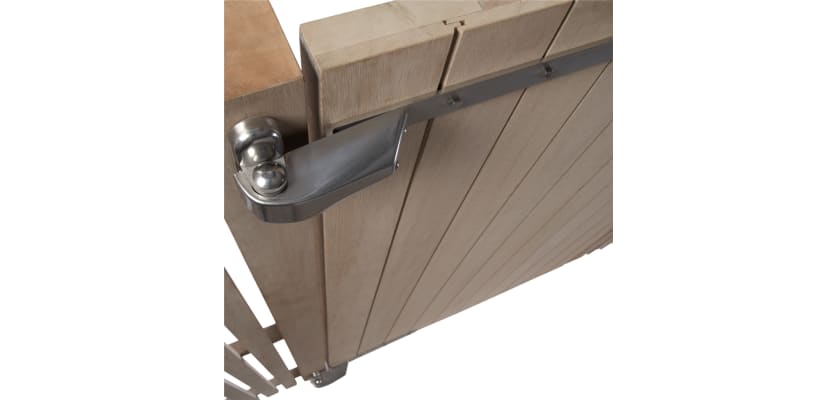 Locinox Vandal-Proof 4D Hinge Pair installed on a wooden gate
